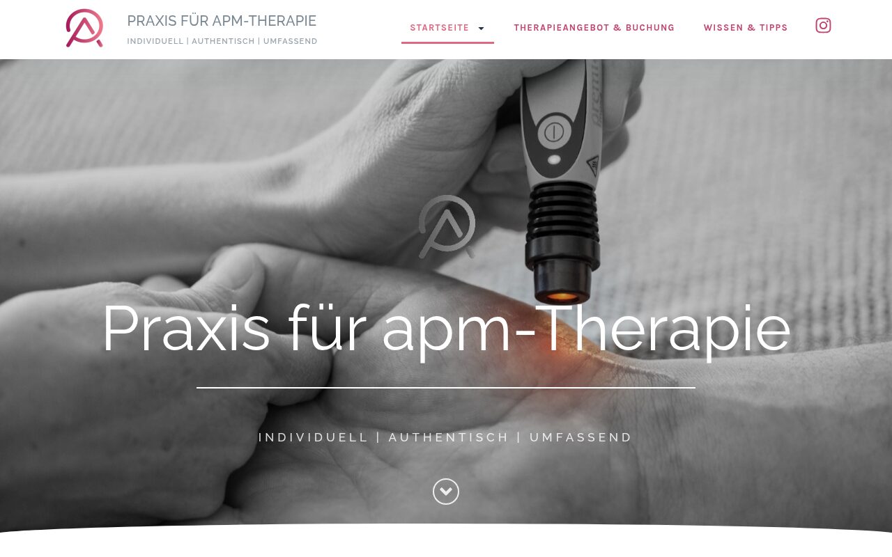 Startseite von APM Therapie Davos. Website einer Praxis für medizinische Massage und Lymphdrainage in Davos.