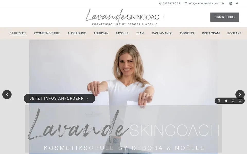 Startseite von Lavande Skincoach. Website der Kosmetikschule in Aarberg.