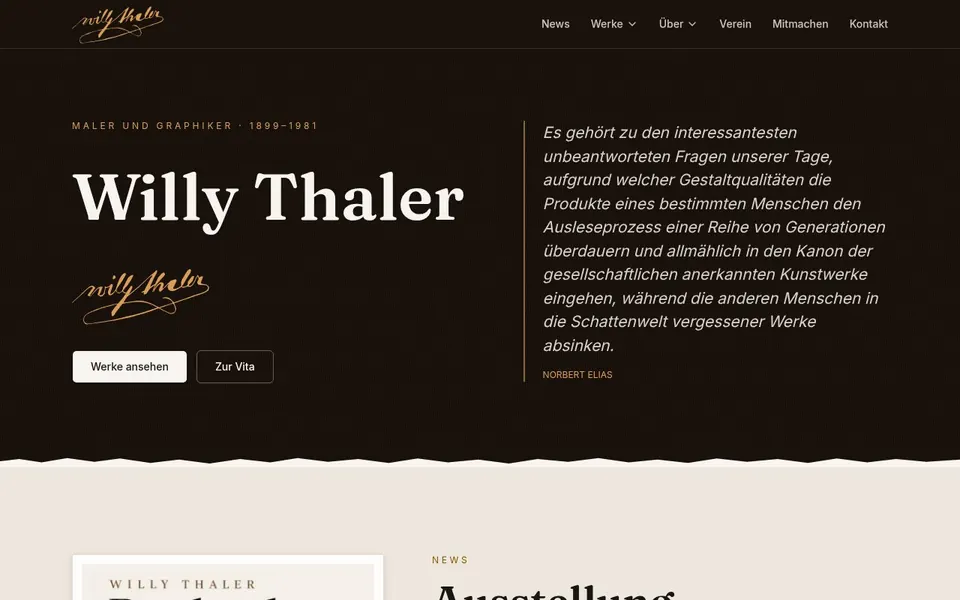 Startseite von Willy Thaler. Online-Katalog des Malers und Graphikers Willy Thaler (1899 bis 1981).